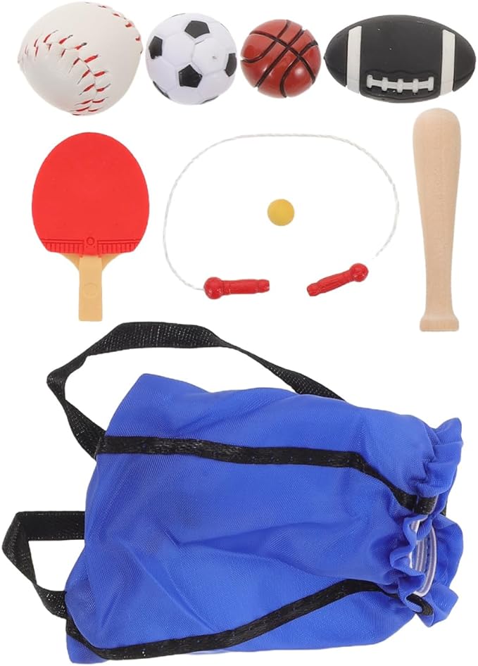 Toddmomy 1 Set Miniature Dollhouse Sports Equipment - Mini Basketball Soccer Table Tennis - Tiny Sports Set for Dolls - Dollhouse Photography Props