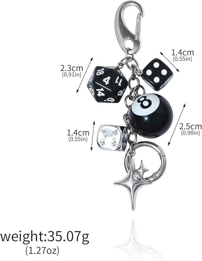 FunBoat Magic 8 Ball Cute Dice Charm Keychain Cute Backpack Purse Bag Hangings Accessories, Y2k Key Chain Gift Aesthetic