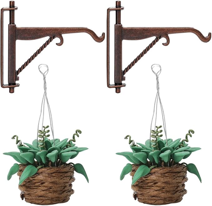 Odoria 1/12 Miniature Hanging Plants and Hook Hanger 2Pcs Mini Tiny Potted Plant Miniatures Dollhouse Decoration Accessories Doll House Accessory, Dark Green