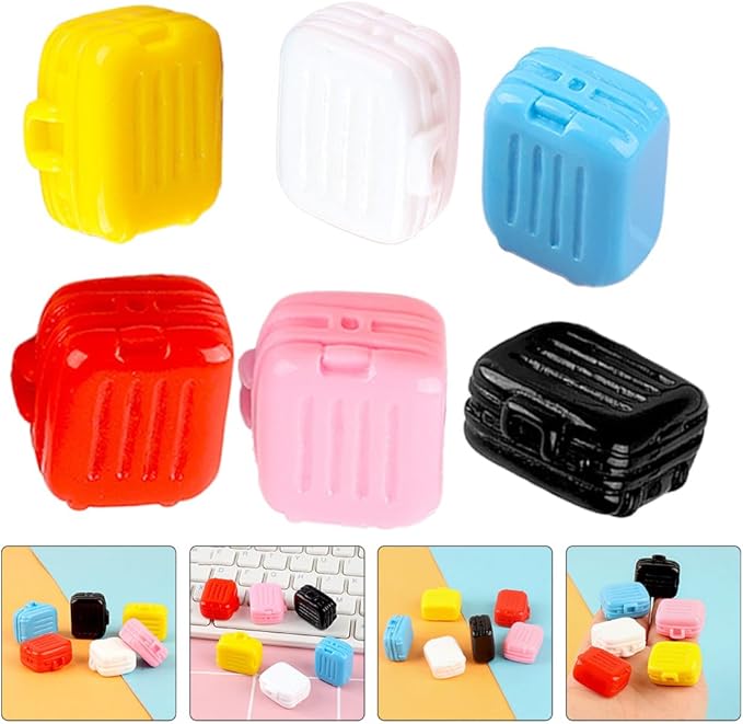 6Pcs Mini Suitcase Party Favor Box Realistic Small Doll Luggage Dollhouse Decor Accessories for DIY Micro-Scene Layouts Chic Adornments Tiny House Display 1.08 * 0.94 * 0.59inch