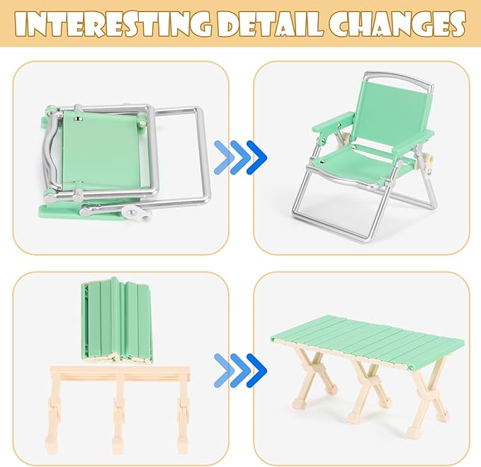 Dollhouse Furniture Set for Kids Toys Miniature Doll House Accessories Pretend Play Toys for Boys Girls & Toddlers Age 3+ with Camping (Green)