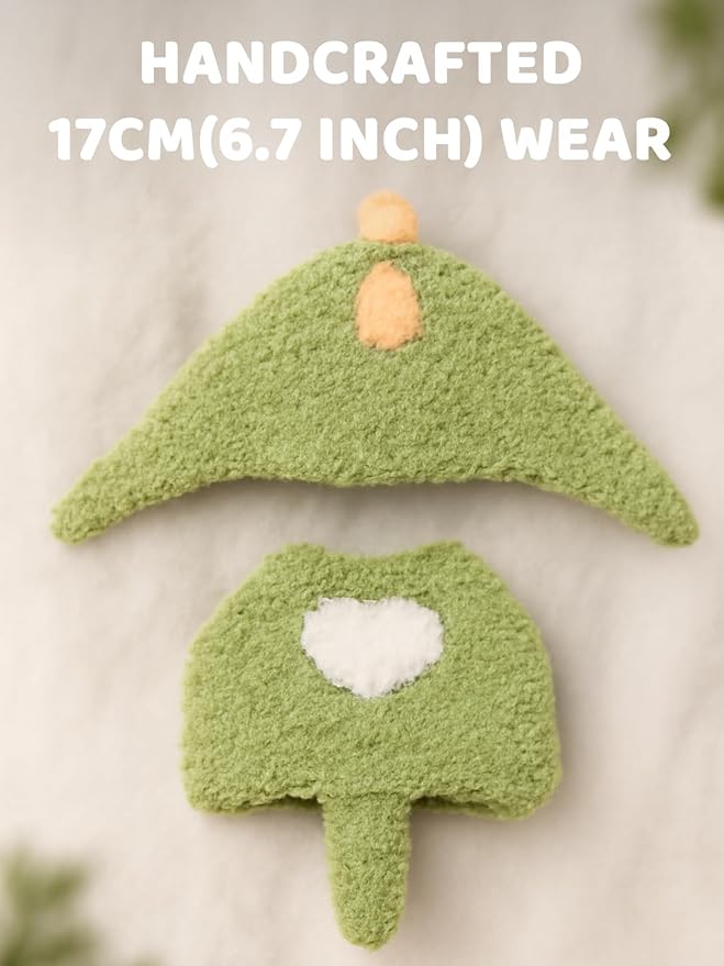 17cm (6.7inch) Doll Clothes, Outfits for Clothes Set, Dino Dolls Keychain Accessories, Faking Animal Style Outfit Jumpsuit Dinosaur Costume for Dolls (Green) (Doll Not Included)