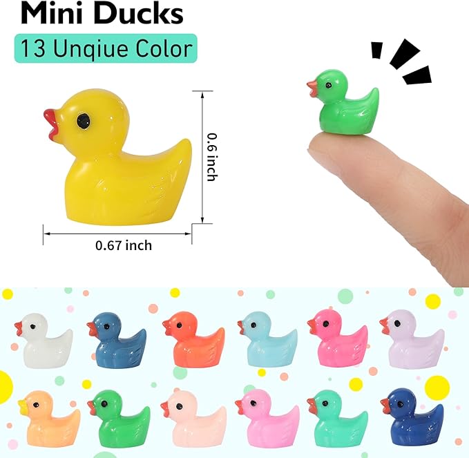 Rachan130 Pcs Mini Ducks Bulk Resin Duck Figurines for Miniature Landscape Garden Aquarium Potted Accessories Home Prank Game Dollhouse Decor Office Decompression