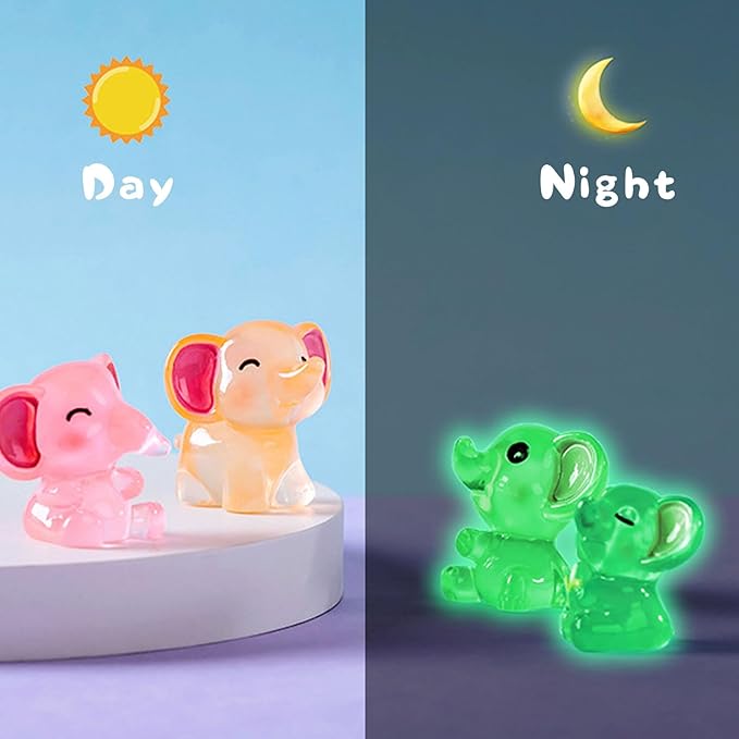 245 Pcs Resin Mini Animals Luminous Miniature Figures Ornament Glow in The Dark Tiny Sea Animals Fairy Garden Accessories for Micro Dollhouse Landscape Aquarium Decorations DIY Hide Seek