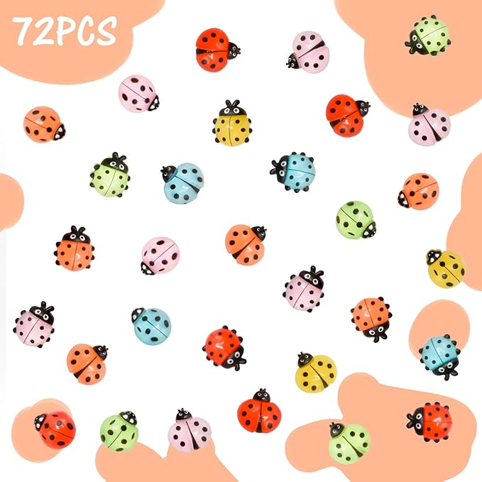 72 Pieces Mini Ladybugs Decor for Crafts Dollhouse Luminous Mini Resin Animals for Dollhouse Micro Fairy Garden Landscape Plant Pots