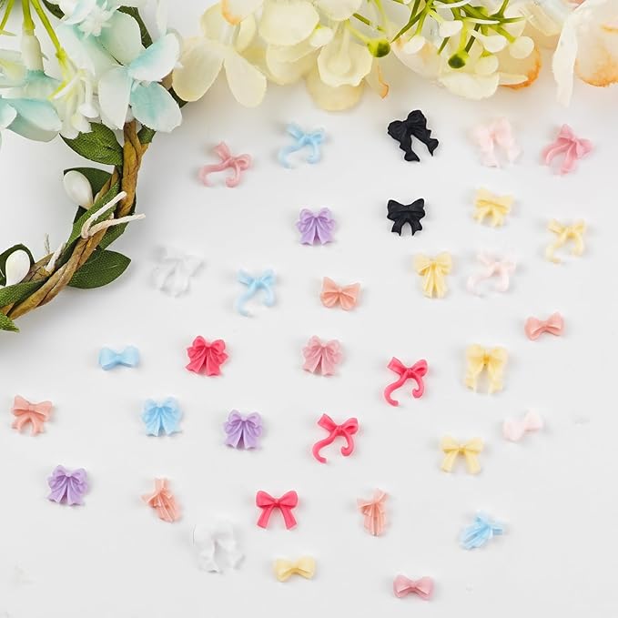 300 Pieces Tiny Bow Decor for Dollhouse Micro Resin Decor for DIY Crafts Mini Things for Fairy Garden Micro Landscaping Decoration