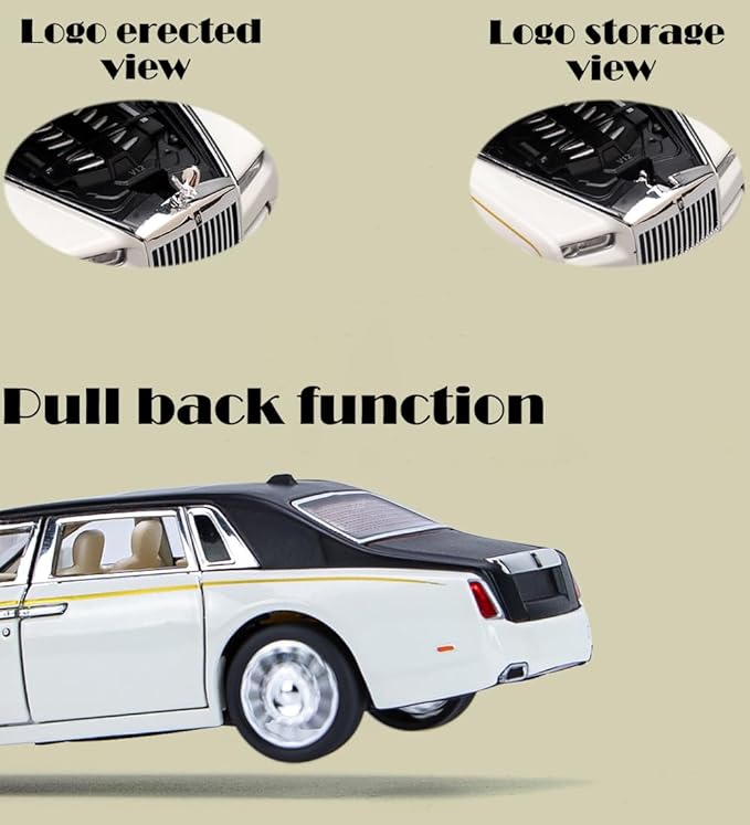 Toy Cars Phantom Model White Alloy Collectibles Diecast Vehicles with Sound and Light