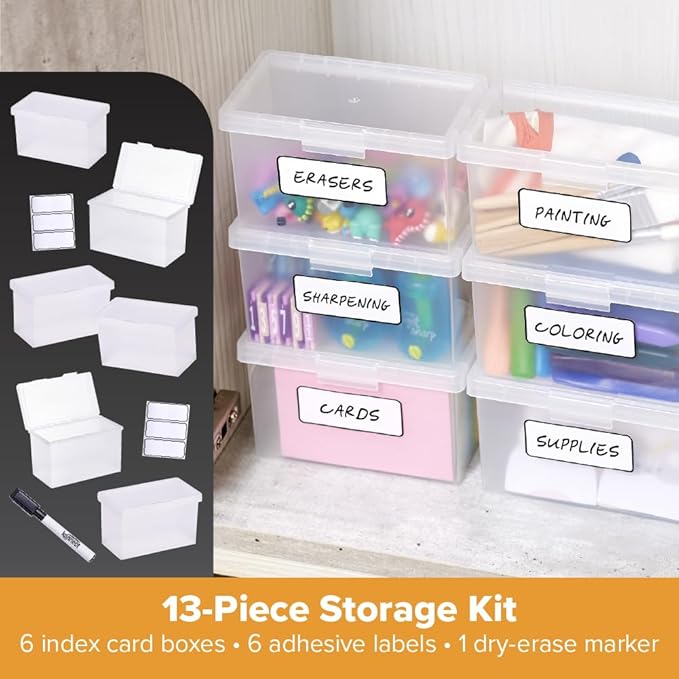 Bostitch Konnect Nest Clear Boxes, Stacking, Index, 6 Pack