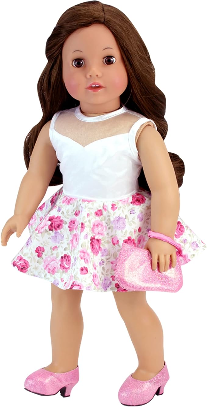 Sophia's Sparkling High Heels with Closed Toes and Glitter Platform Pumps for 18 Inch Dolls, Pink