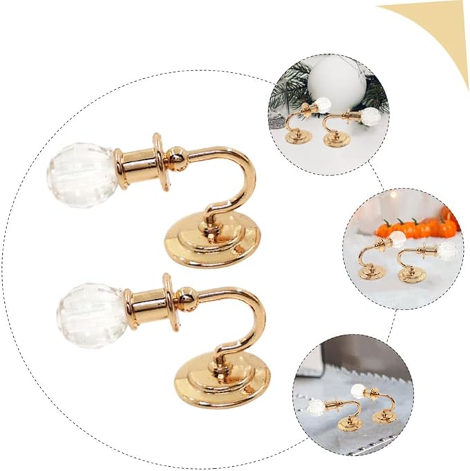 minkissy 12 Scale Dollhouse Decoration, Gold Color Mini Bedside Light for Dollhouse Accessories and Miniature Scene Lighting