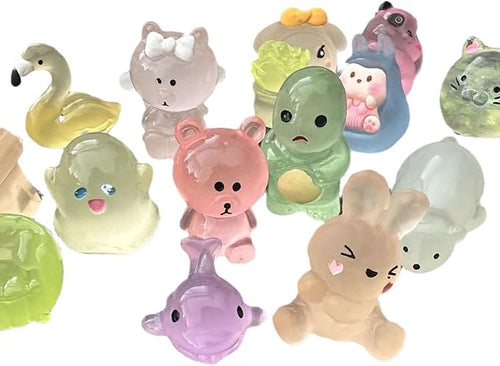 (100PCS) Mini Glow in The Dark Animal Resin Models, Mystery Resin Animals Blind Bag for Birthday Party Gift, DIY Crafts, Ornaments, Random Design