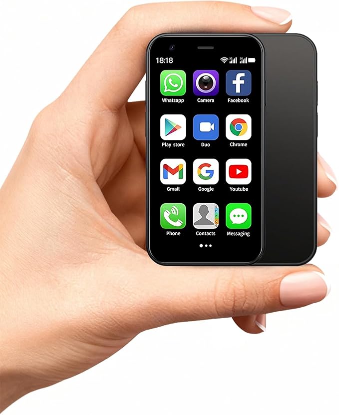 Mini Phone, 3.0 Inch Android Dual Camera Dual SIM, Mini Smartphone Unlocked, Face lD/WiFi/Bluetooth, Palm Phone for Kids, Student Pocket Cellphone,2GB +32GB (Magic Black)