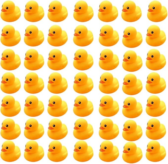 YUERFEILA Kids Bath Duck Toys 50 PCS Mini Rubber Ducks Squeak and Float Duckies Baby Shower Toy Party Decoration for Toddlers Boys Girls (1.6’’)