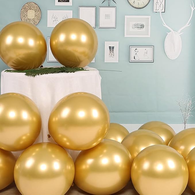 5 inch Metallic Gold Balloons, 100 pcs Thick Chrome Gold Latex Party Balloons (Metallic Gold)