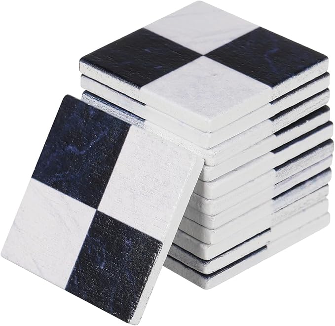27Pcs Dollhouse Black White Spanish Mosaic Floor Tile Sheet, 1:12 Scale Paintable Miniature Flooring Wallpaper for Dollhouse Accessories DIY Craft Photo Props