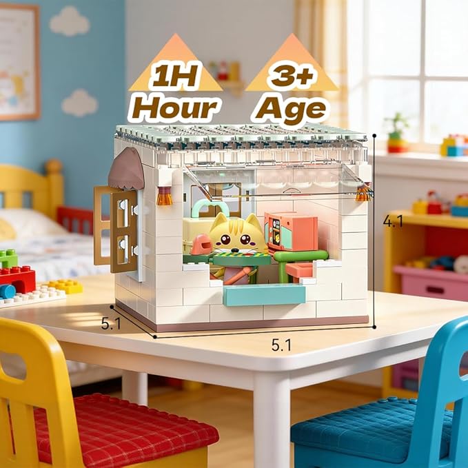 kvlidvo Koko's Cat Town DIY Miniature House Kit,Tiny House Laundry Room Building Kits,Purrfect Dollhouse with 251PCS,Gift for Cat Lovers Teens Kids Ages 3+. Purr-FECT Gift! (HY-120A4)