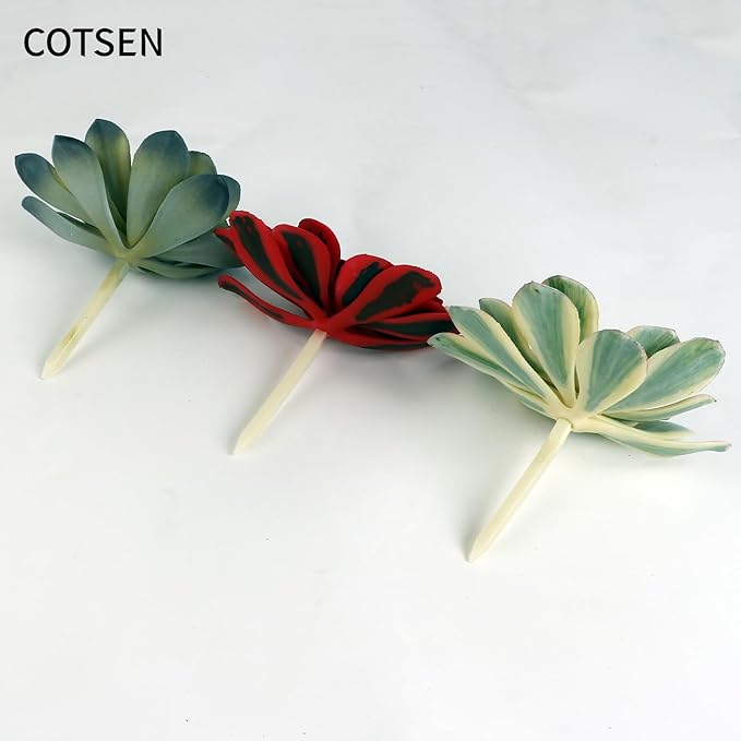 COTSEN 3 Pcs Artificial Succulents Plants Unpotted Assorted Fake Succulents for Office Family Garden Decor