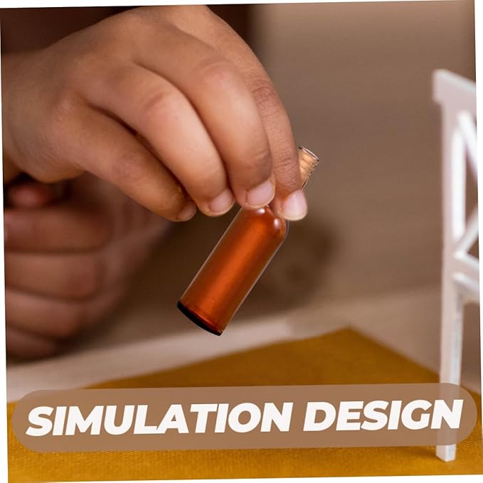 OFFIGAM 24pcs Miniature Wine Bottles for Doll House Decor Realistic Resin Beer Bottles