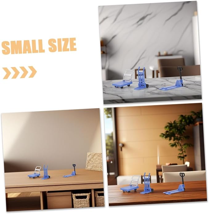 VICASKY 3sets Platform Cart Models Realistic Forklift Toy for Dollhouse Scenes Lightweight Trolley Intricate Details Educational Construction Vehicle Playset for Boys and Girls