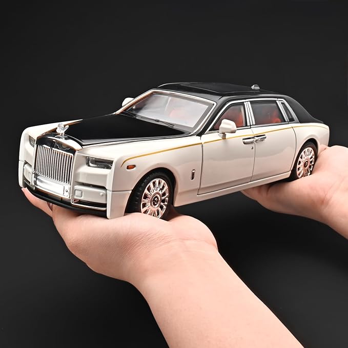 Car Toys for Boys 1/18 Diecast Cars Phantom Model Car Kits Collectible Suitability for Children and Adults,Pull Back Cars with Light and Sound,Toy Cars for Boys Age 4-7（White）