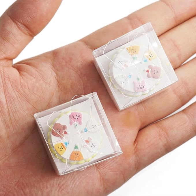 Odoria Dollhouse Birthday Cake Miniature: 1/12 Scale Dessert Pastries Bakery for Party Picnic - Mini Realistic Baking Food Resin White 2Pcs