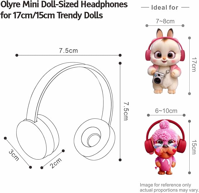Olyre Doll Headphones for Dolls, Fits 17cm(6.69") Height Trendy Dolls or 1/6 BJDs, Miniature Headset Costume/Clothing Accessory (Doll Not Included) (Purple)