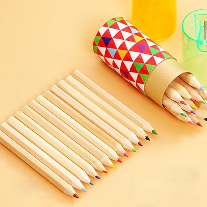 Cakmecwy 25 Packs/300pcs Mini Drawing Colored Pencils, 3.5 Inch Portable Painting Pencil for Kid 12 Different Color Pencils in Bulk, Painting Classroom School Birthday Wedding Christmas Party Favors