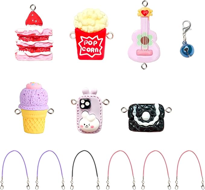 VPDSLABUBU Accessories for 3.9-6.7 Inch (10-17cm) Dolls, There are 7 Miniature Accessories, Including a Cake, ice Cream, Guitar, Bag, Popcorn, a Bell, and a Mobile Phone Model,Meet Your DIY Needs