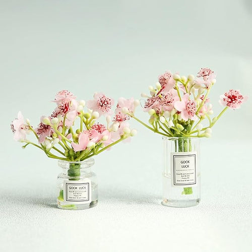 1:6 Scale Miniature Flowers in Vase Set for Dollhouse Displays, Realistic Tiny Floral Arrangements for Train Platforms, Fairy Gardens and Micro Landscapes (B-1)