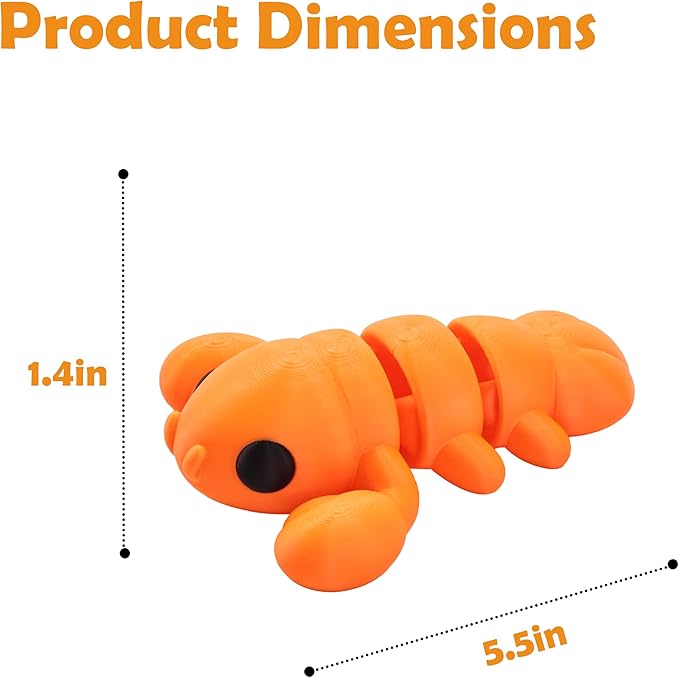 5.5 inches 3D Printed Lobster Figurines, Animal Figurines, Articulated Fidget Toys, Desk Decoration, Party Favor, Birthday Gifts, Office Display, Collectible Animals for Boys and Girls