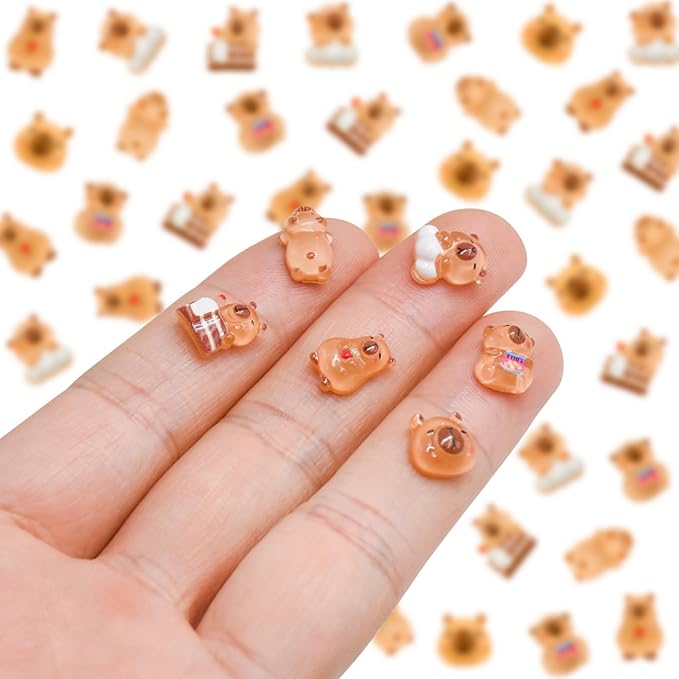 100 Pieces Tiny Capybara for Dollhouse Miniatures Resin Animals for Crafts Mini Capybara for Fairy Garden Micro Landscaping Decoration
