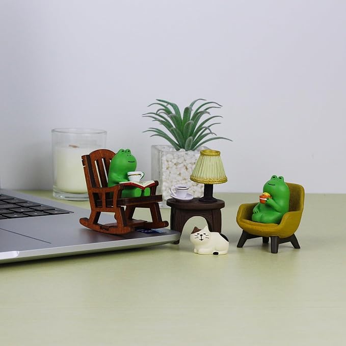 Miniature Frog Figurines Statue, Adorable Frog Collectibles for Desk and Bedroom Decor, Perfect Indoor Home Decorations and Gifts