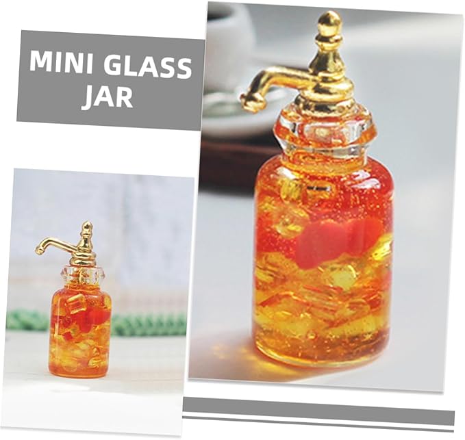 Generic Miniature Fruit Wine Drink Realistic Mini Glass Jar Beverage Bottles for Dollhouse Play Kitchen Accessories Reborn Doll Bottles Photography Props Micro Scene Decor