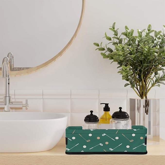 Golf Pattern Print Bathroom Storage Baskets Waterproof Bathroom Counter Organizer Decorative Toilet Paper Storage Basket for Organizing for Bathroom Living Room Decor