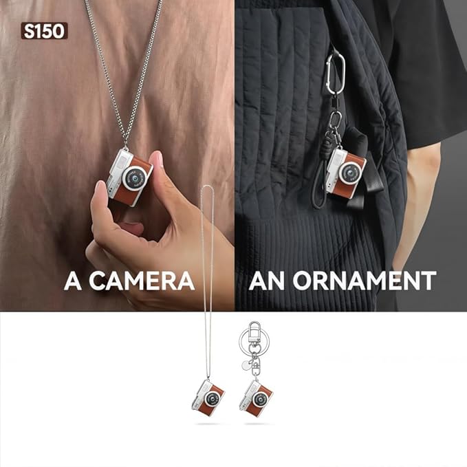 Retro Mini Digital Video Keychain Camera Small bodycam 1080P HD Video Go Cam 0.96" IPS Screen 4 Colors Type-C Pro17g 8GB Pocket Video Recorder for Travel Recording Gifts for Girls Stocking Stuffers