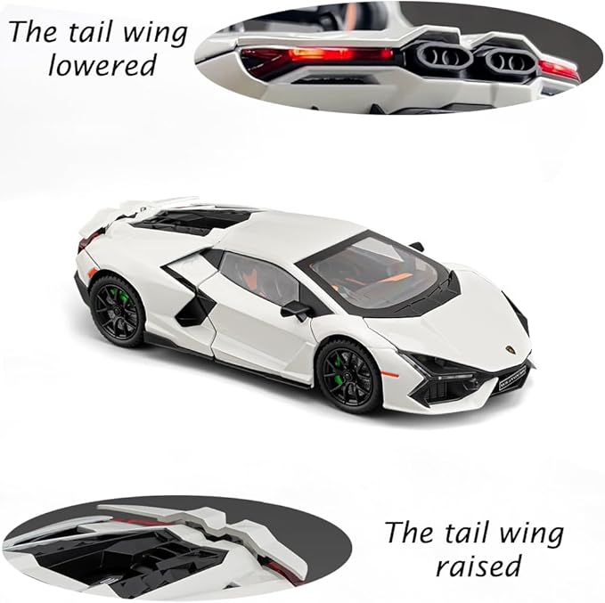 Alloy Collectible 1/24 White Lambo Revuelto Toy Pull Back Vehicles Diecast Cars Model with Light & Sound