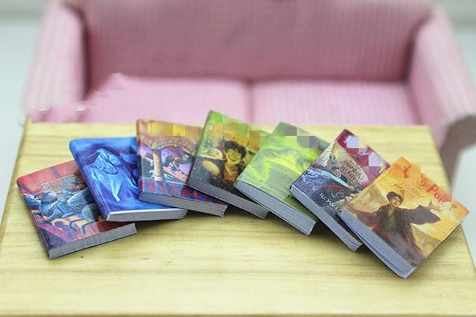 SXFSE Dollhouse Decoration Accessories, 1:12 Dollhouse Miniature Scene Model Novel Books for Bedroom Book Room Play Toy 7 Pcs (Multicolored, 20 x 24 mm)