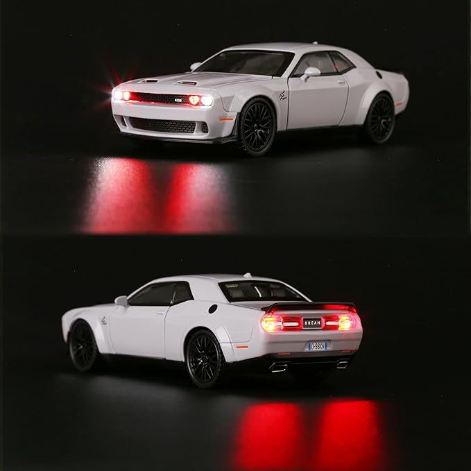 SASBSC Toy Model Car for Kids 1: 32 Scale Challenger Die cast Metel Toy Cars for Pull Back Model Car with Sound and Light Toy Birthday Gifts for 3+ Year Old Boys and Kids