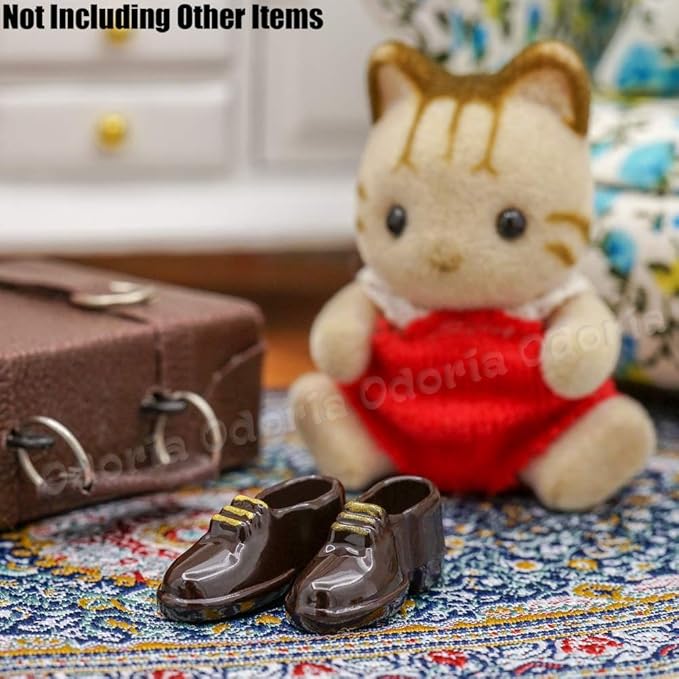 Odoria 1/12 Miniature Men Shoes Dollhouse Decoration Accessories, Black