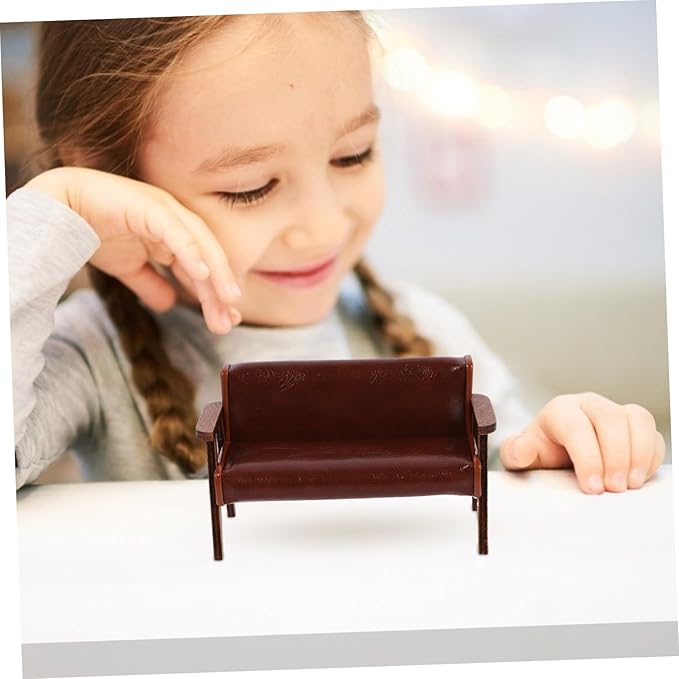 Zerodeko Mini Sofa Chair 1 12 Scale Dollhouse Furniture Pu Leather Vintage Tiny Sofa for Miniature Scene Decoration and Dollhouse Accessory