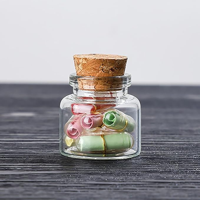 18 pcs 12ml Small Glass Bottles with Cork Stopper,Decorative Bottle,Vials Jars,Cute Storage Jar,Wishing Bottle 30x30mm(1.18x1.18inch)