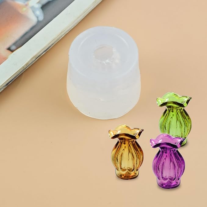 Mini Fancy Vase Resin Silicone Molds 3D Simulation Vase Epoxy Casting Molds for DIY Micro Resin Dollhouse Fairy Garden Miniatures Landscape Tiny Things Decor