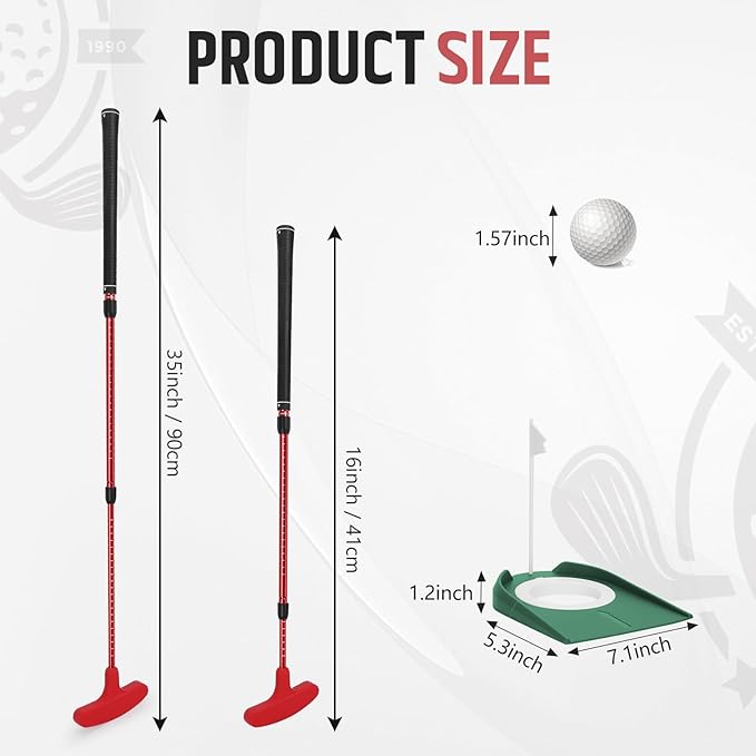 MultiOutools Golf Putters for Men and Women, 2 Pack Adjustable Golf Club Sets with 6 Balls & 2 Flag Cups, Two-Way Mini Putters Training Clubs for Children, Teenagers, Adults