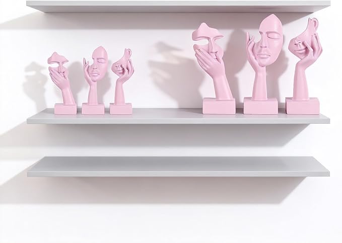 oliruim 3 Pcs Thinker Large Statue Set - Pink Art Abstract Home Accent Figurines for Living Room, Bedroom, Shelves, Office Desktop, Coffee Table Decor, Gift for Women (3 Pcs Pink, 9")