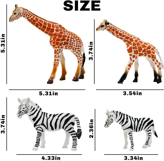 Kimicare 20PCS Safari Animals Figures Toys, Realistic Plastic Animals Figurines, African Zoo Wild Jungle Animals Playset with Elephant Giraffe Lion Tiger, Birthday Gifts Christmas Stocking Stuffers
