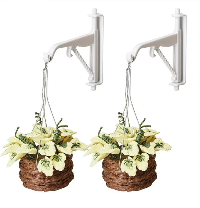 Odoria 1/12 Miniature Hanging Plants and Hook Hanger 2Pcs Mini Tiny Potted Plant Miniatures Dollhouse Decoration Accessories Doll House Accessory, Light Green