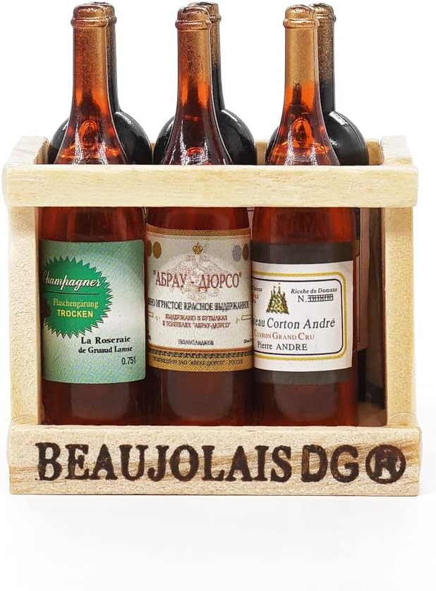 Odoria 1/6 Miniature Wine Holder with 6Pcs Bottles Dollhouse Decoration Accessories
