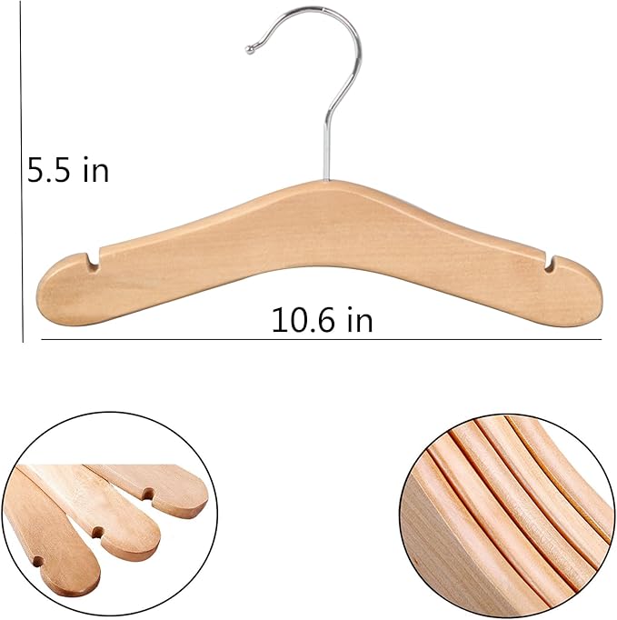 20pcs Baby Wooden Hangers, 10.6" Toddler Kids Children Wooden Hangers,Pet Clothes Hangers