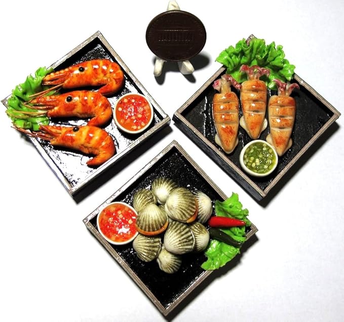 3 So Cute Mix Sea Food Dollhouse Miniature Food,Tiny Food,Doll Collectibles Scale 1:6