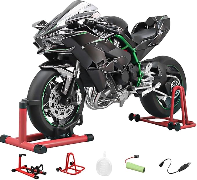 1/6 Scale Alloy Dynamic Motorcycle Model with Ignition System and Smoke Spray, Die-cast Motorcycle Gift for Adult Collectors & Enthusiasts